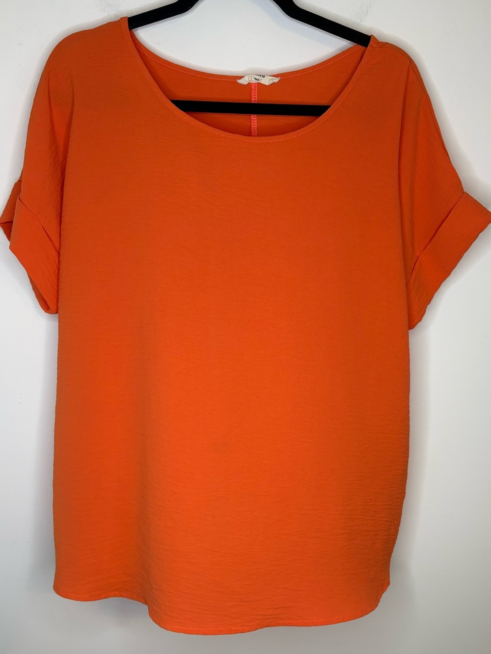 entro Bright Orange Short Sleeve Scoop Neck Top Size XL